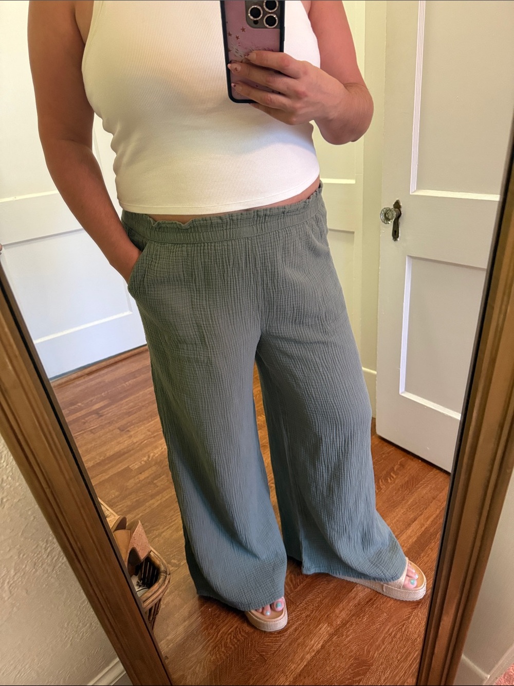Aerie Wide-Leg Cotton Gauze Pants